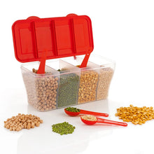 Kitchen Airtight 4-Section Storage Container / Pickle Jar with 4 Spoons (1 Pc / Mix Color)